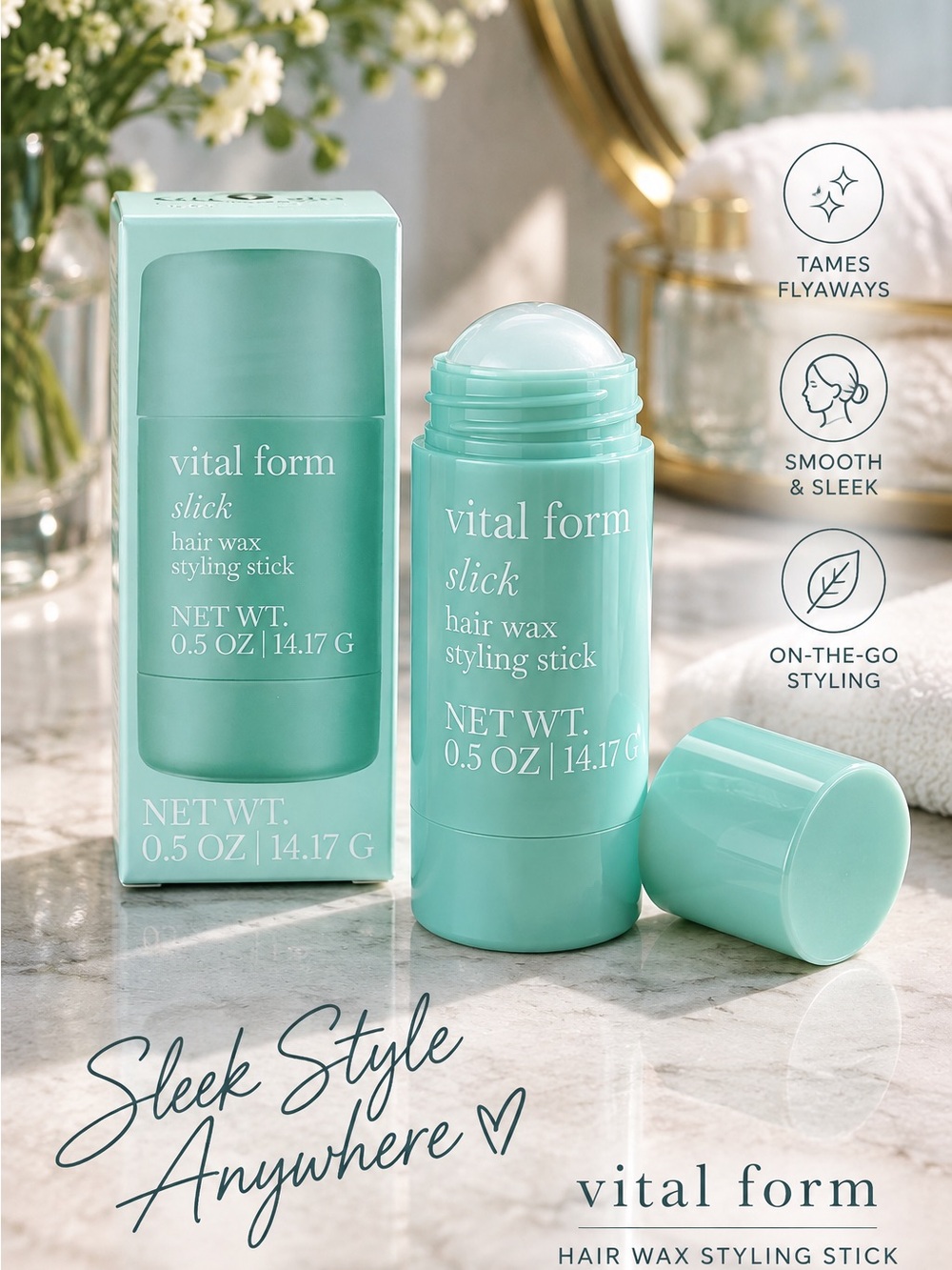 Vital Form Slick Hair Wax Styling Stick — Mint Green